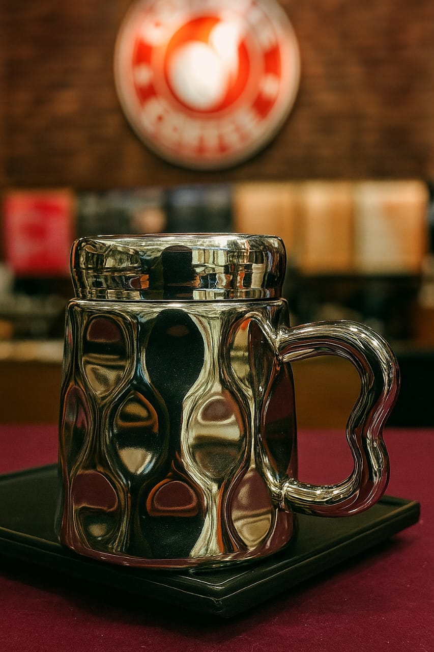 Stylish Ceramic Travel Mug – 450ml with Mirror Lid