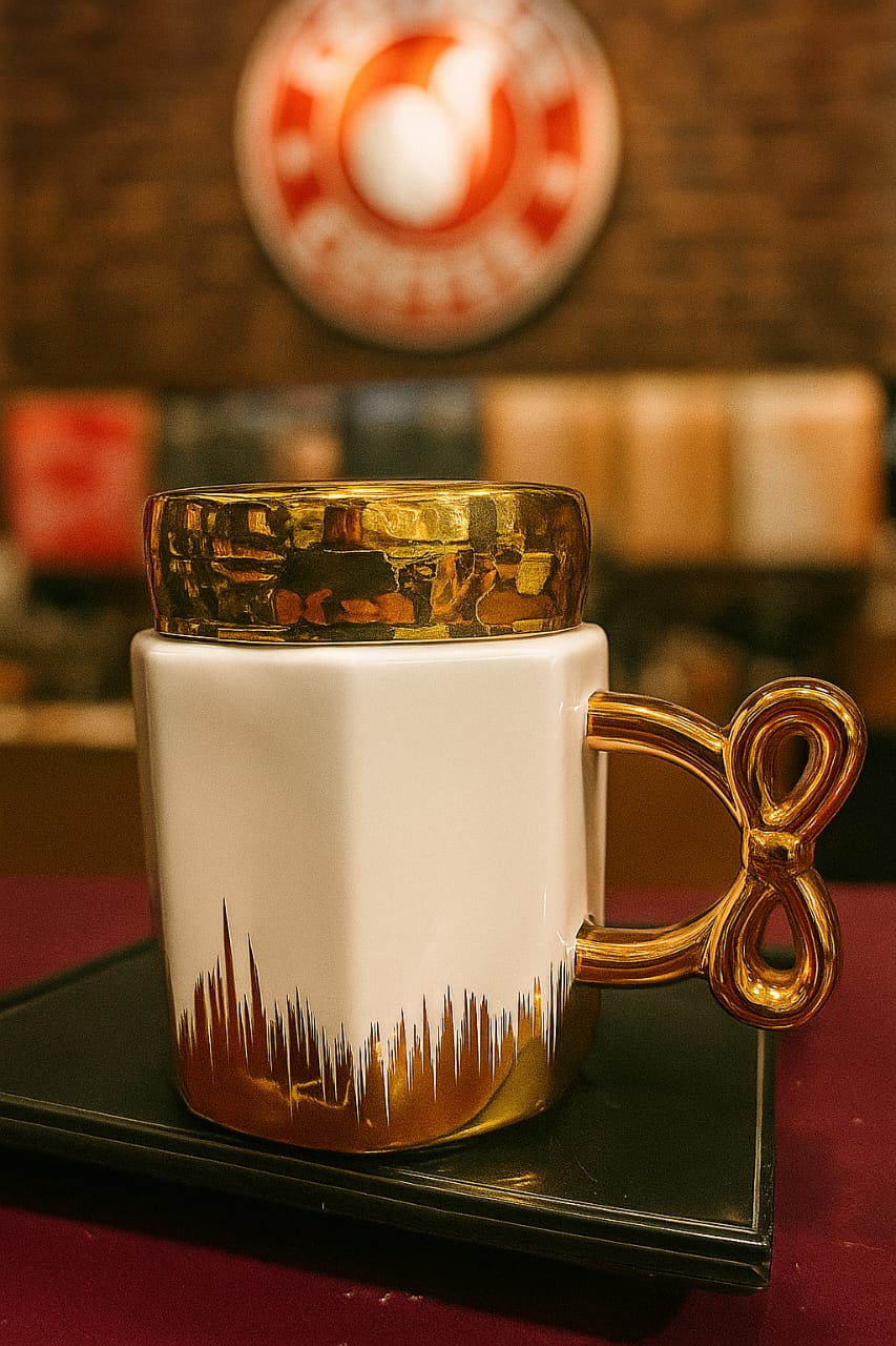 Stylish Ceramic Travel Mug – 450ml with Mirror Lid